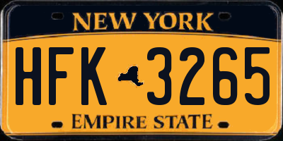 NY license plate HFK3265