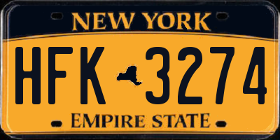 NY license plate HFK3274