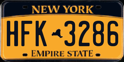 NY license plate HFK3286