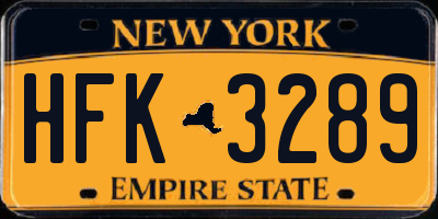 NY license plate HFK3289