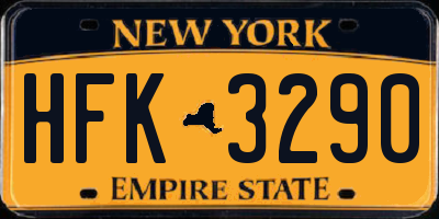NY license plate HFK3290