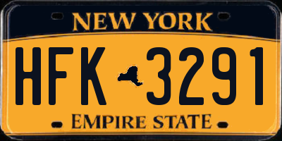 NY license plate HFK3291