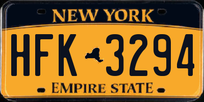 NY license plate HFK3294