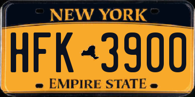NY license plate HFK3900