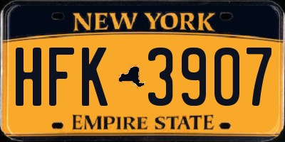 NY license plate HFK3907