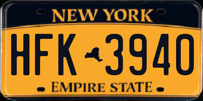 NY license plate HFK3940