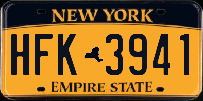 NY license plate HFK3941