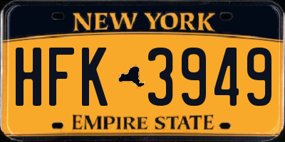 NY license plate HFK3949