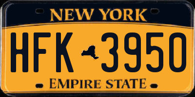 NY license plate HFK3950