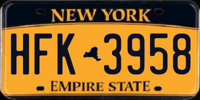 NY license plate HFK3958