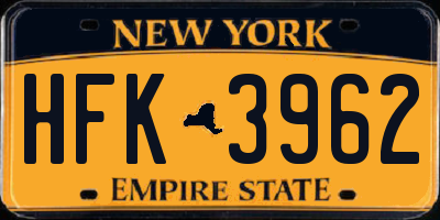 NY license plate HFK3962
