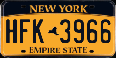 NY license plate HFK3966