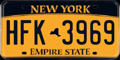 NY license plate HFK3969