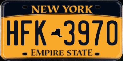 NY license plate HFK3970