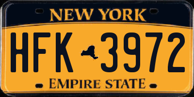 NY license plate HFK3972