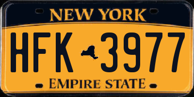 NY license plate HFK3977