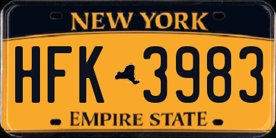 NY license plate HFK3983