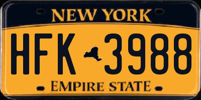 NY license plate HFK3988