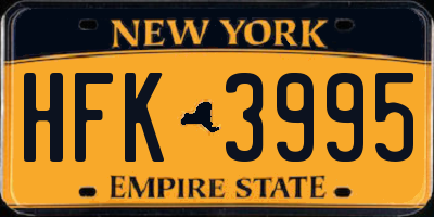 NY license plate HFK3995