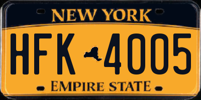 NY license plate HFK4005