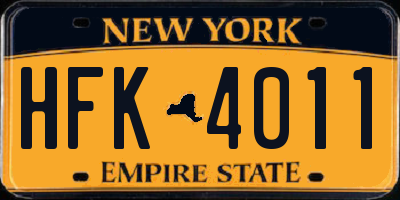 NY license plate HFK4011