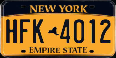 NY license plate HFK4012