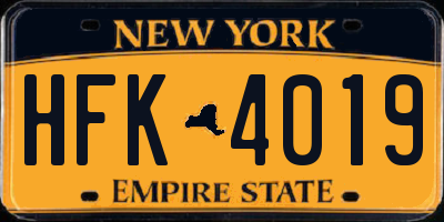 NY license plate HFK4019