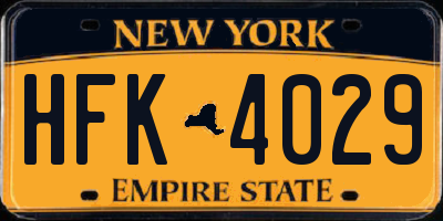 NY license plate HFK4029