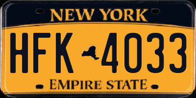 NY license plate HFK4033