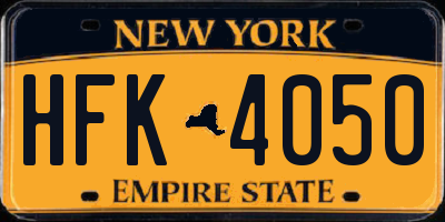 NY license plate HFK4050