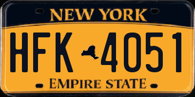 NY license plate HFK4051