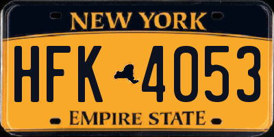 NY license plate HFK4053