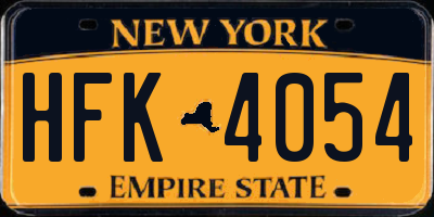 NY license plate HFK4054