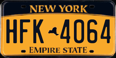 NY license plate HFK4064