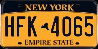 NY license plate HFK4065