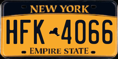 NY license plate HFK4066