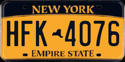 NY license plate HFK4076