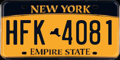 NY license plate HFK4081