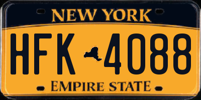 NY license plate HFK4088