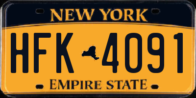 NY license plate HFK4091