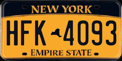 NY license plate HFK4093