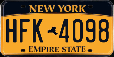NY license plate HFK4098