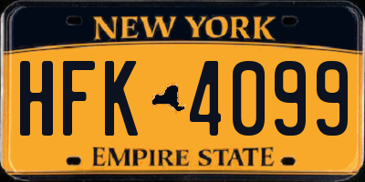 NY license plate HFK4099