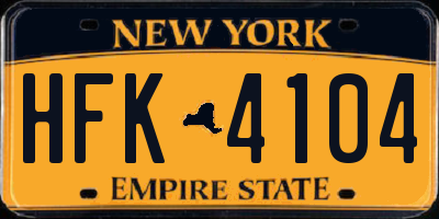 NY license plate HFK4104