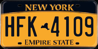 NY license plate HFK4109
