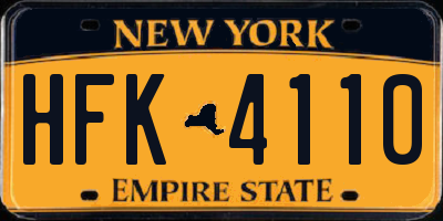 NY license plate HFK4110