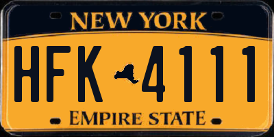 NY license plate HFK4111