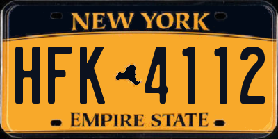NY license plate HFK4112
