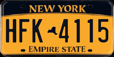 NY license plate HFK4115