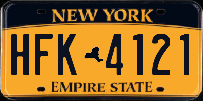 NY license plate HFK4121
